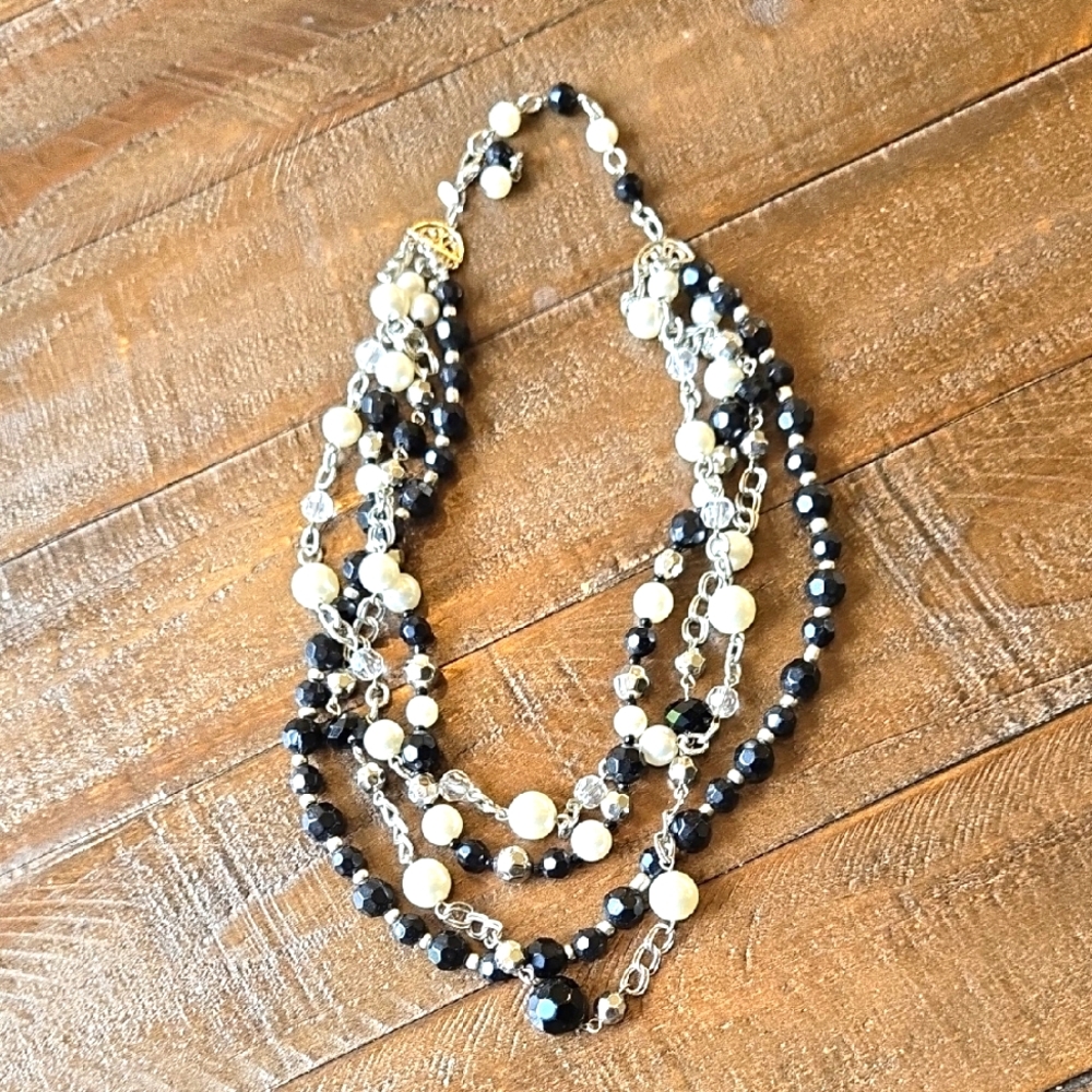 Premier Designs Four Strand Pearl And Bead Chain